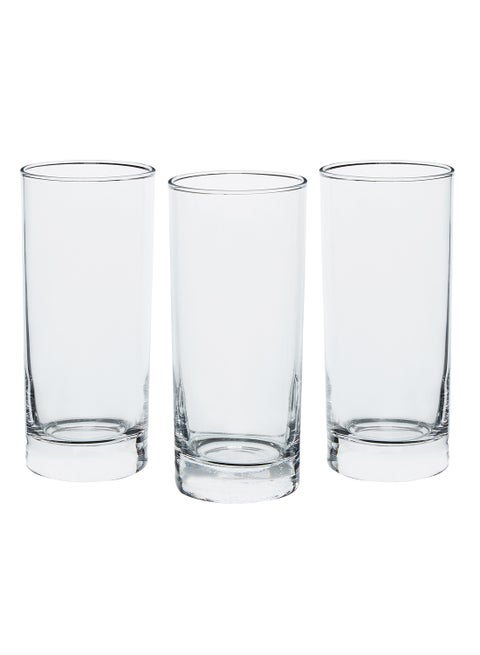 3-Piece Long Glass Set Clear 280ml