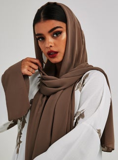 حياة عباية مطرزة بالأزهار أبيض/بني  - Image 4