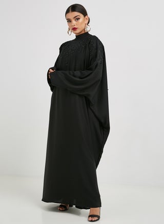 عباية مطرزة بتصميم ذاتي أسود