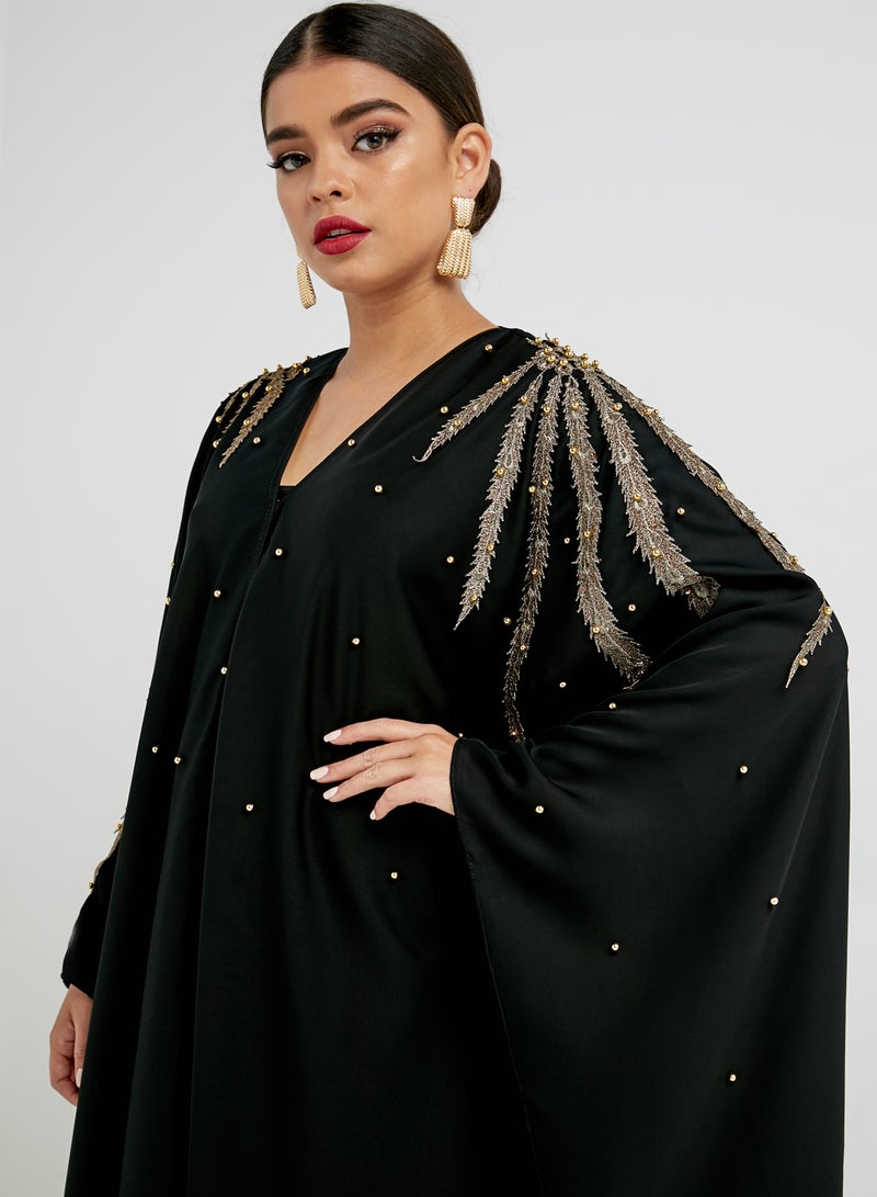 Bold Beads Embellishment Abaya Black - v1557995527/N21825090A_3