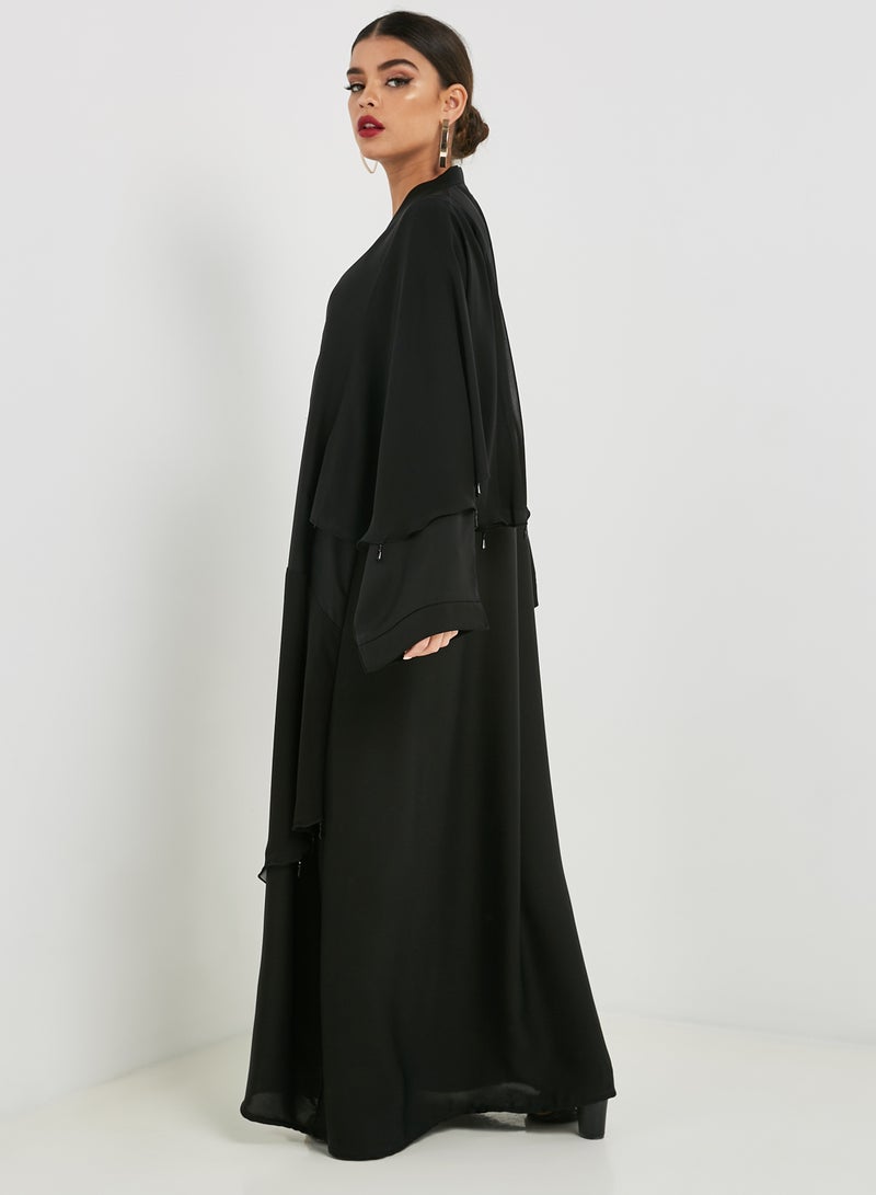 ماليكا كوليكشن - عباية من طبقتين أسود - Image 1
