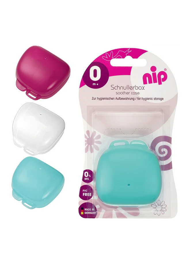 nip 2-in-1 Pacifier/Soother Box Sterilizer and Hygienic Soother Storage Case, Microwavable, Clean soothers in 60 seconds, Made in Germany, Fits most soothers - Blue