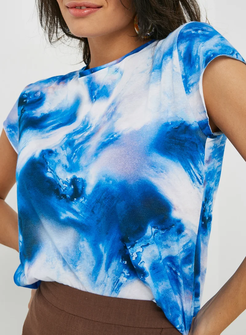 NA-KD Printed T-Shirt Blue