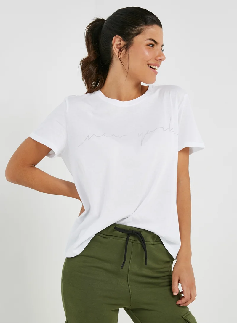 NA-KD New York T-Shirt White