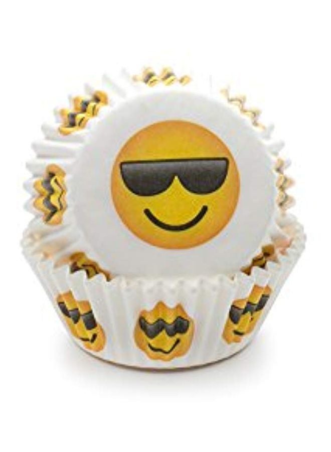 Fox Run - Sunglasses Emoji Bake Cup Set White/Yellow/Black 3x3x1.2inch - Image 1