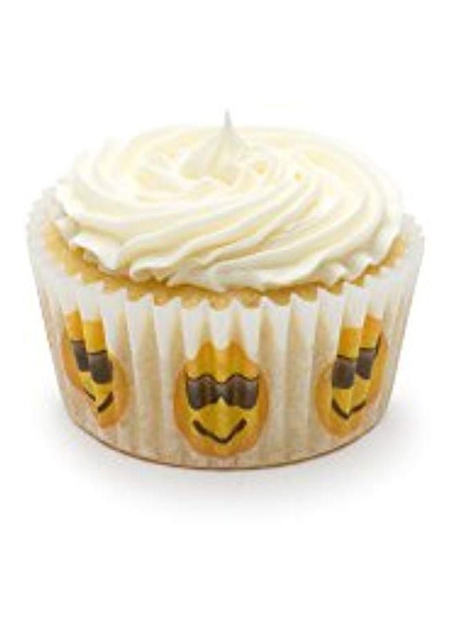 Fox Run - Sunglasses Emoji Bake Cup Set White/Yellow/Black 3x3x1.2inch - Image 1
