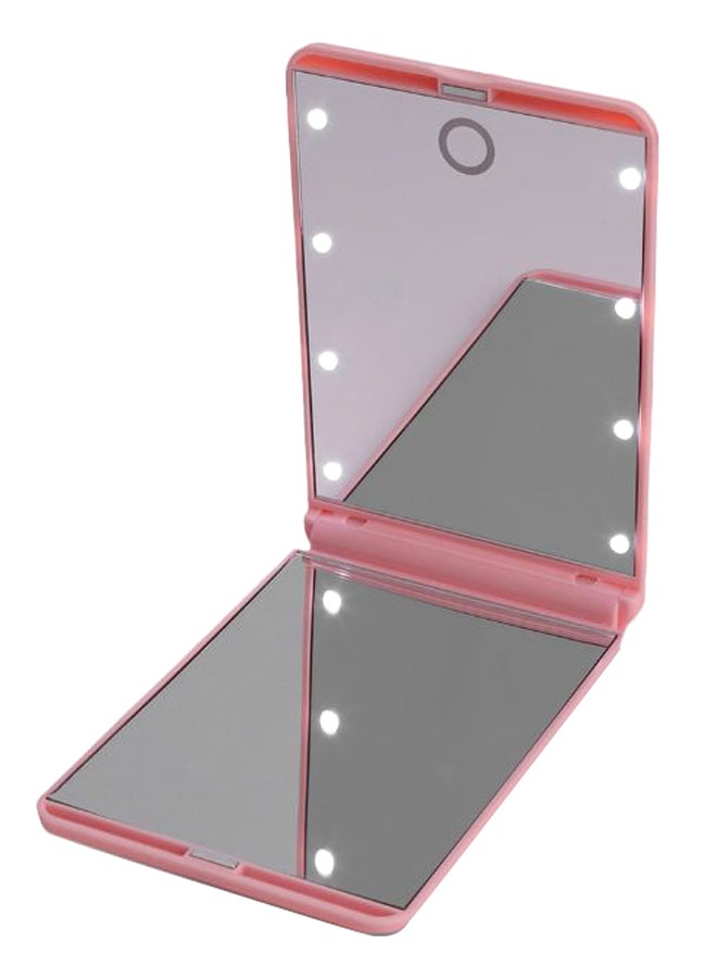 مرآة لوضع مستحضرات التجميل بشاشة تعمل باللمس و8 مصابيح LED وردي/شفاف - Image 1