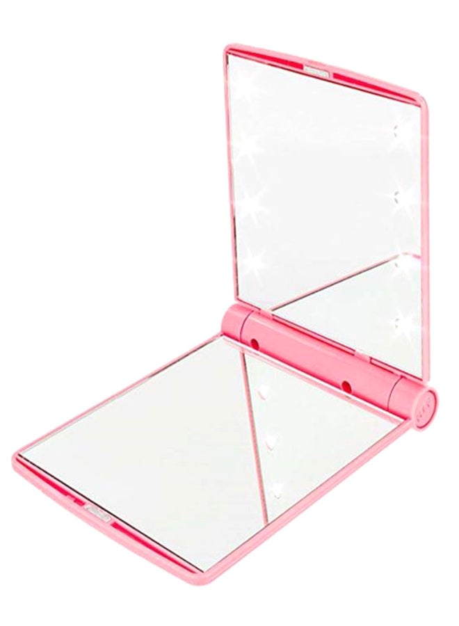 مرآة تجميل بـ 9 مصابيح LED وردي/شفاف - Image 1