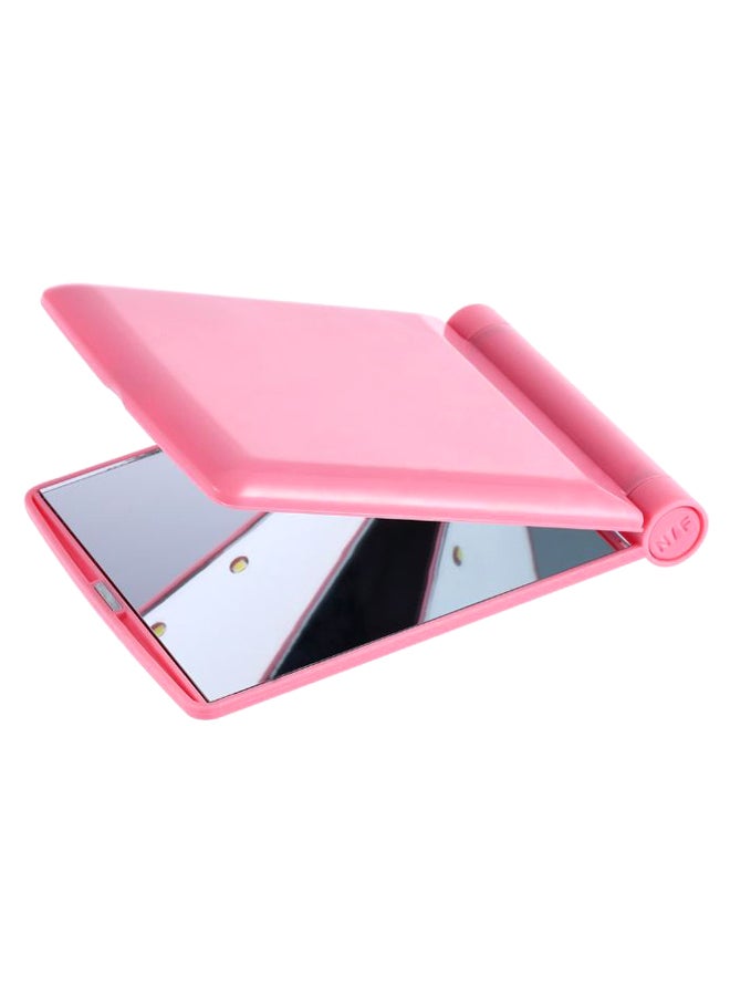 مرأة بحجم الجيب مضغوطة متنقلة بإضاءة 8 مصابيح LED وردي - Image 1