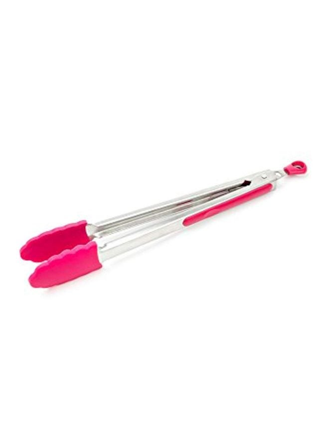 Fox Run - Stainless Steel Locking Tongs Silver/Pink 1.8x1.2x14cm - Image 1