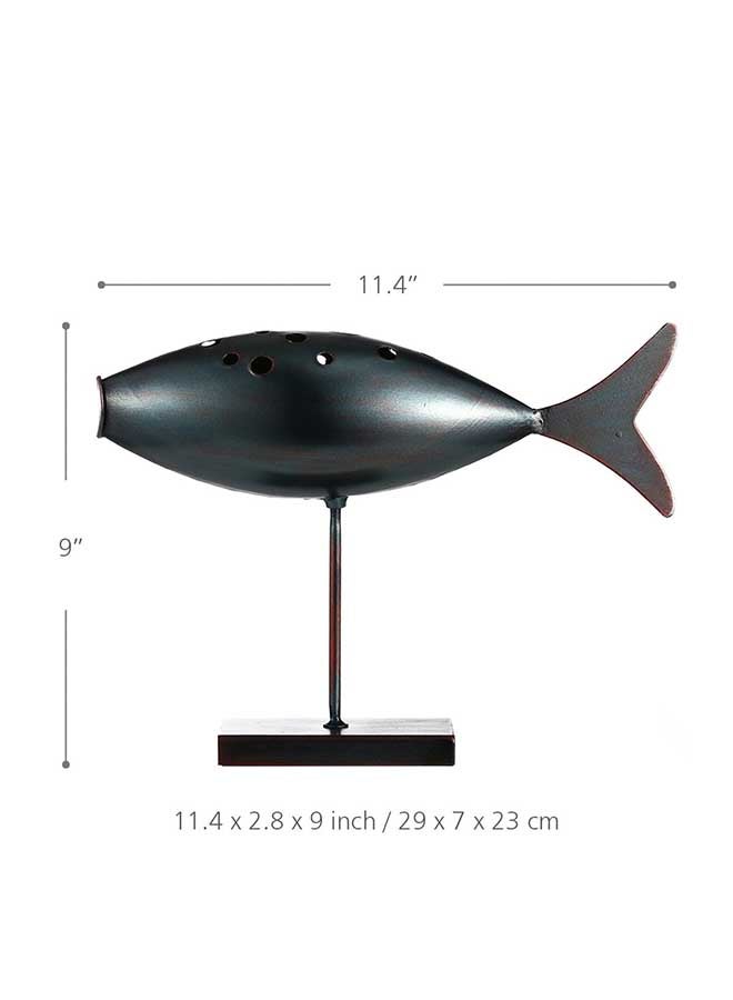 TOOARTS Submarine Fish Metal Sculpture Grey 0.52kg - Image 3