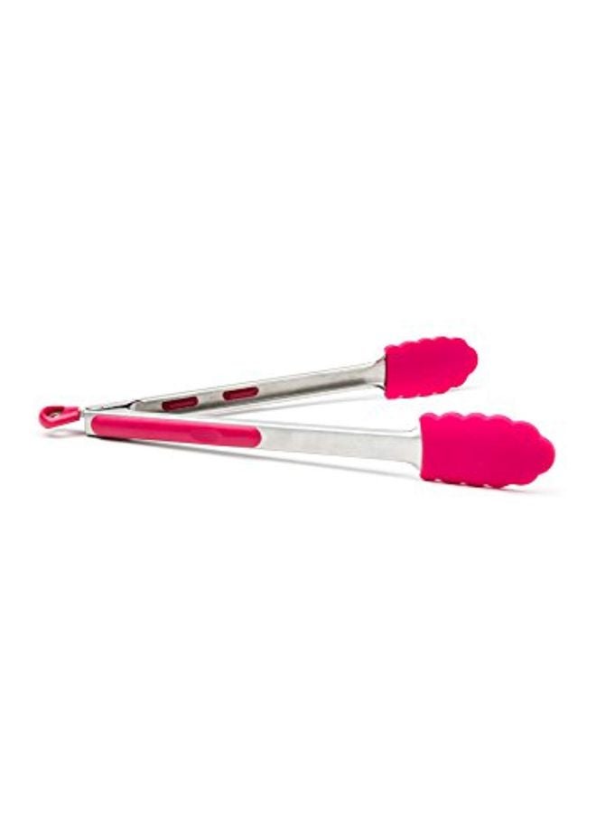 Fox Run - Stainless Steel Locking Tongs Silver/Pink 1.8x1.2x14cm - Image 1