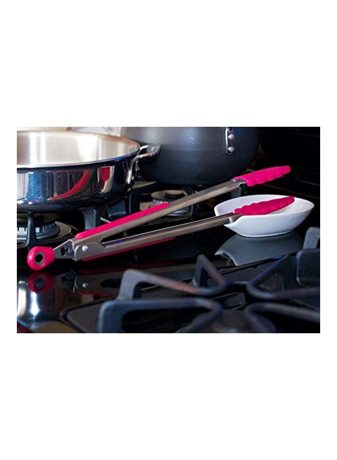 Fox Run - Stainless Steel Locking Tongs Silver/Pink 1.8x1.2x14cm - Image 1