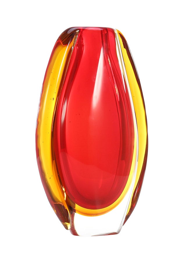 TOOARTS Glass Vase Abstract Sculpture Red/Yellow 2.11kg  - Image 1