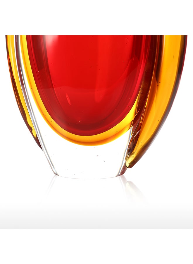 TOOARTS Glass Vase Abstract Sculpture Red/Yellow 2.11kg  - Image 3