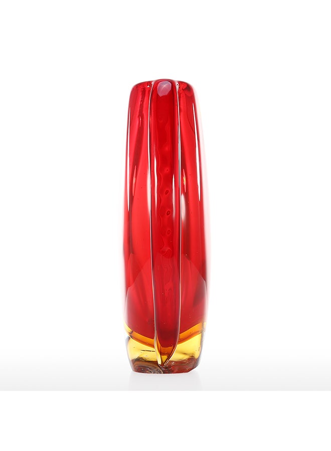 TOOARTS Glass Vase Abstract Sculpture Red/Yellow 2.11kg  - Image 2