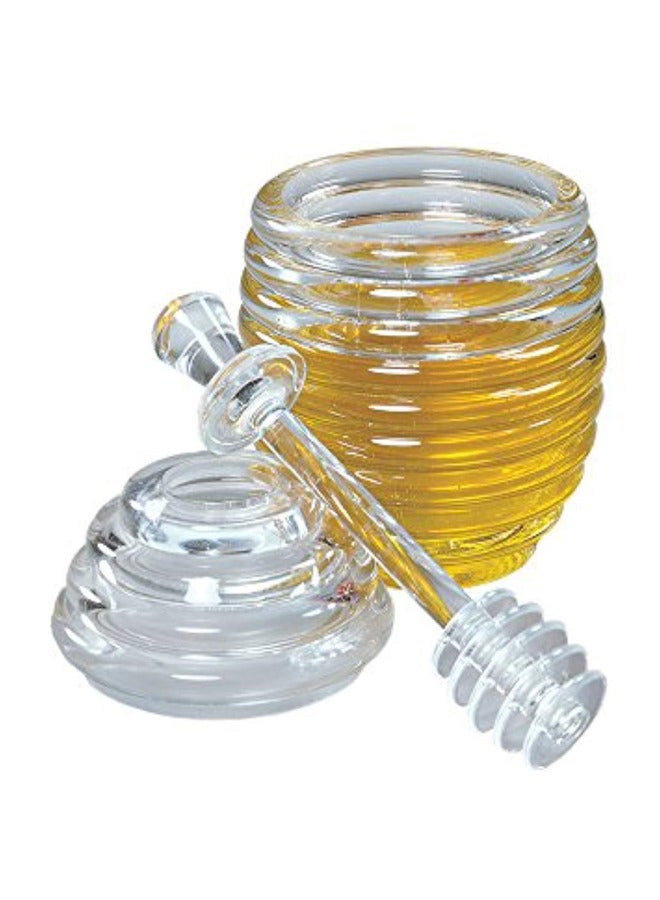 فور رن طقم مرطبان وملعقة للعسل شفاف 3.5x3.5x5.75بوصة - Image 1