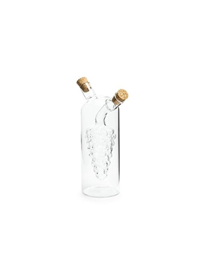 Fox Run - Grape Motif Oil And Vinegar Bottle Clear/Brown 3.4x4.8x8.6inch - Image 1