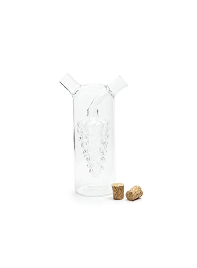Fox Run - Grape Motif Oil And Vinegar Bottle Clear/Brown 3.4x4.8x8.6inch - Image 1