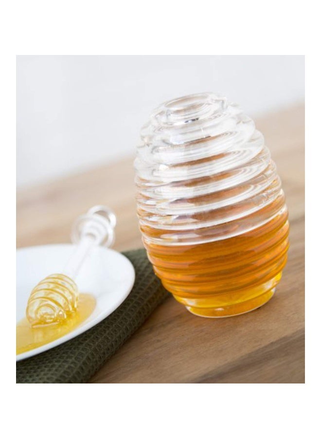 فور رن طقم مرطبان وملعقة للعسل شفاف 3.5x3.5x5.75بوصة - Image 2