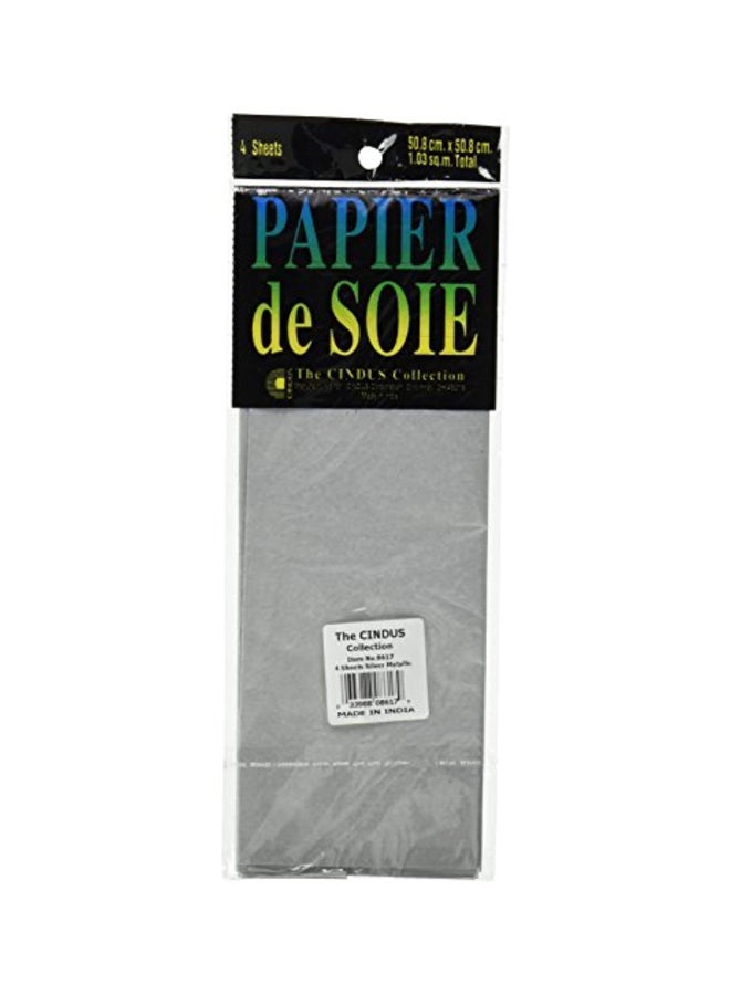 سندس مجموعة مناديل لتغليف الهدايا مكونة من 4 قطع فضي - Image 2