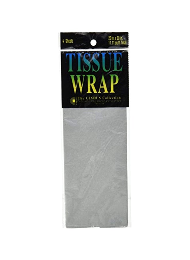 سندس مجموعة مناديل لتغليف الهدايا مكونة من 4 قطع فضي - Image 1