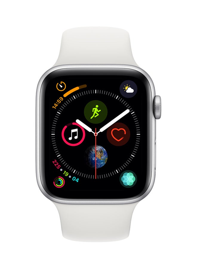 Apple - Watch Series 4 GPS Silver Aluminum Case With Sport Band 44mm White - Image 1