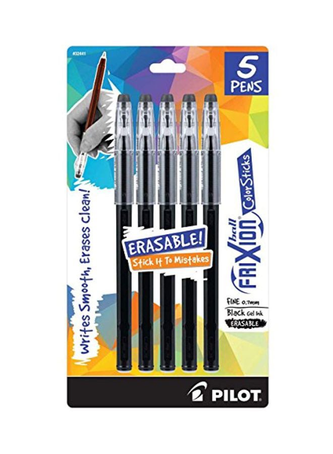 PILOT Pack Of 5 Color Sticks Erasable Gel Pens Black/White - Image 1