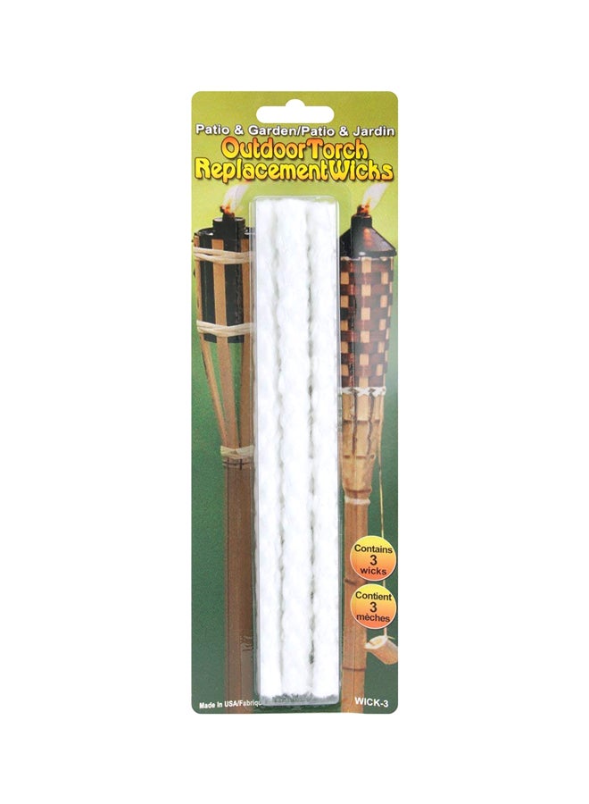 Pepperell - 3-Piece Torch Replacement Wick Set White 8.25inch - Image 1