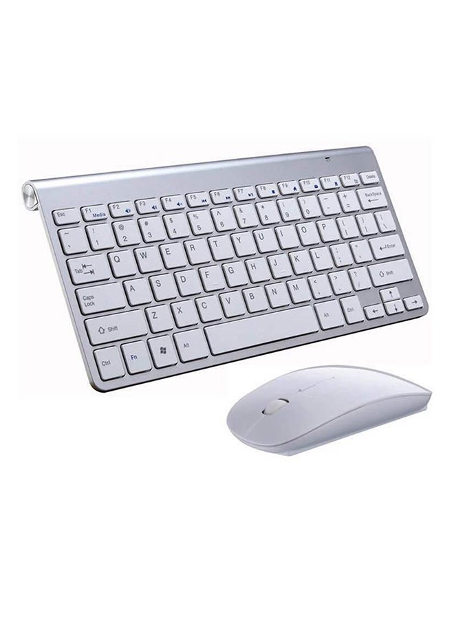 Comaie - 2.4G Textured Ultra Thin Wireless Keyboard Mouse Combo For Apple Mac Silver - Image 1