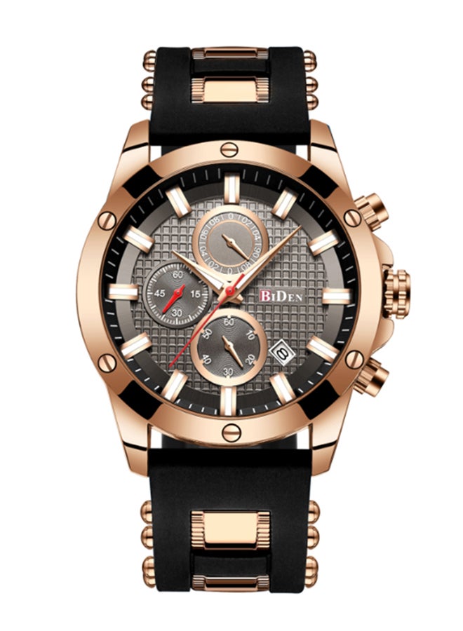 BIDEN men Chronograph Analog Sport Watch J58Rg - 46 mm - Black/Gold - Image 1