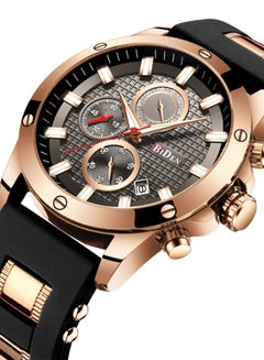 BIDEN men Chronograph Analog Sport Watch J58Rg - 46 mm - Black/Gold  - Image 2