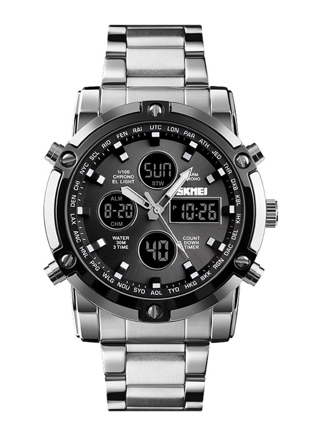 SKMEI Men's Stainless Steel Digital/Analog Watch J41Sb - 48 mm - Silver
