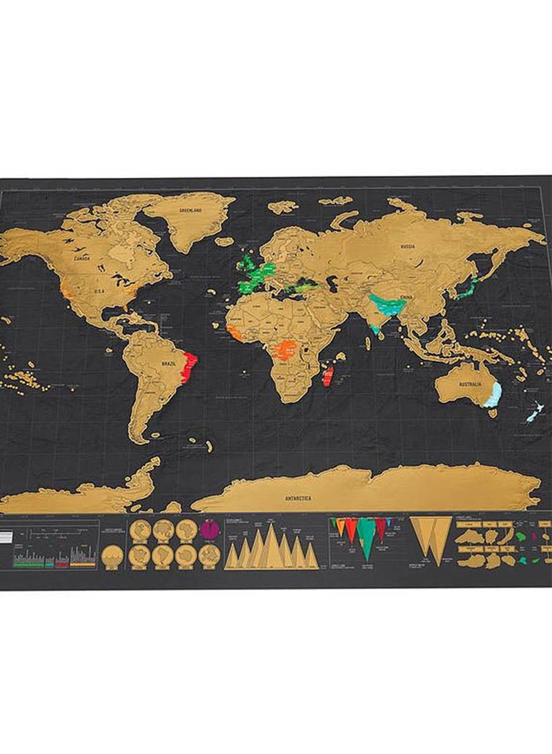 Scratch Off World Travel Map Poster Wall Sticker Yellow/Black - Image 1