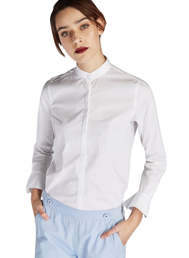 Sacoor Brothers Long Sleeve Slim Fit Balloon Cuff Shirt White 