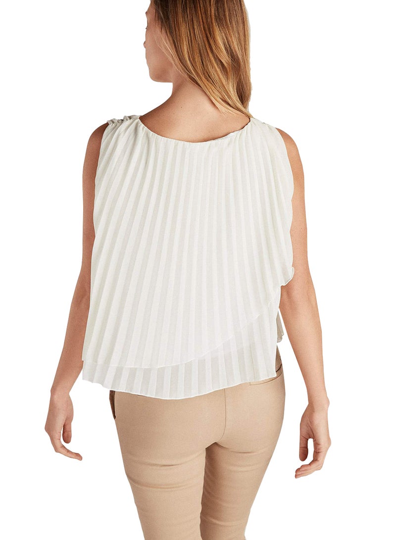 Sacoor Brothers Sleeveless Pleated Blouse White  - Image 3