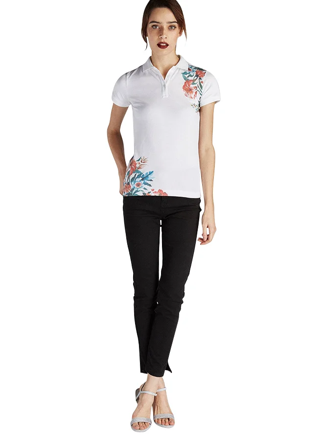 Sacoor Brothers Slim Fit Floral Pique Polo Shirt Print