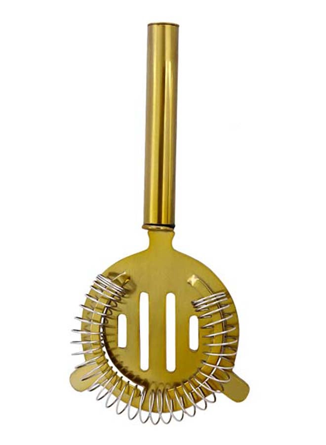 BarPros - Pipe Handle Hawthorne Colander And Strainer Gold 20.3 x 9.7cm - Image 1