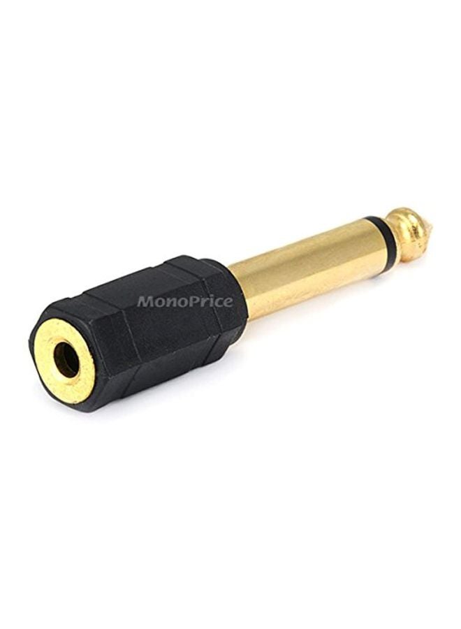 Monoprice 2-Piece Female Mono Plug To Male Stereo Jack Adaptor Black/Gold