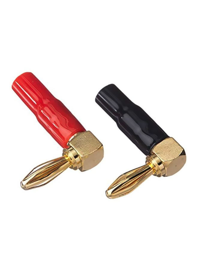 Monoprice - Pair Of 10 Right Angle Speaker Banana Plug Black/Red/Gold - Image 1