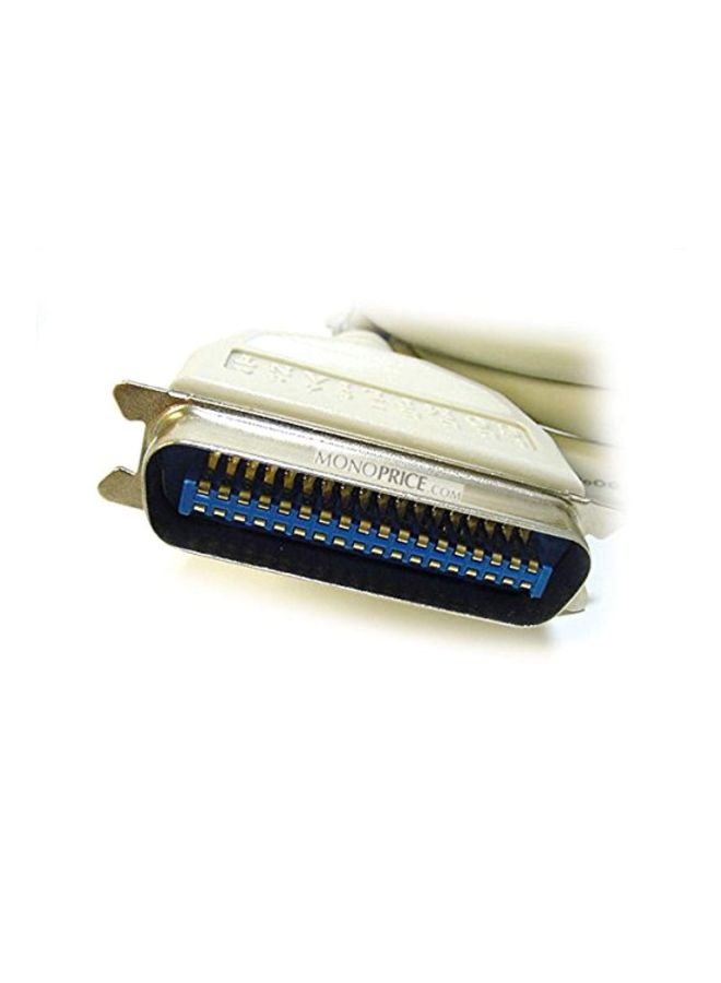 IEEE 1284 AB Parallel Printer Cable White/Silver