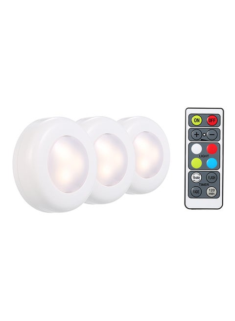 3-Piece LED Cabinet Lamp Puck Light With Remote Control Multicolour 0.125kg