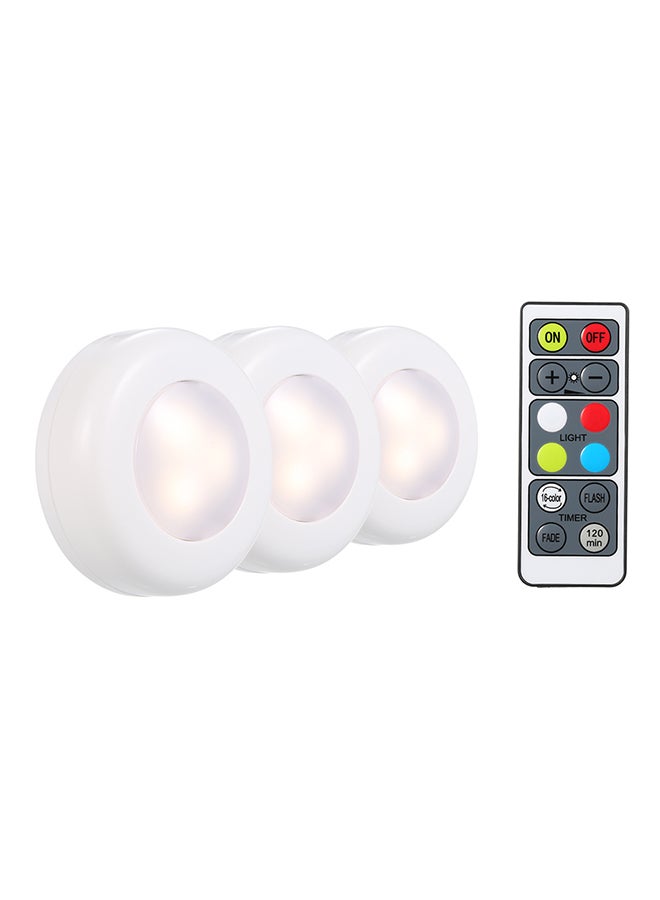 3-Piece LED Cabinet Lamp Puck Light With Remote Control Multicolour 0.125kg - Image 1