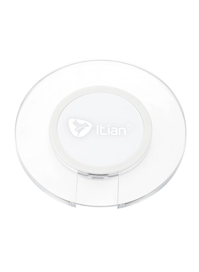 Itian - Qi Standard Circular Wireless Charger With LED Indicator White - Image 1