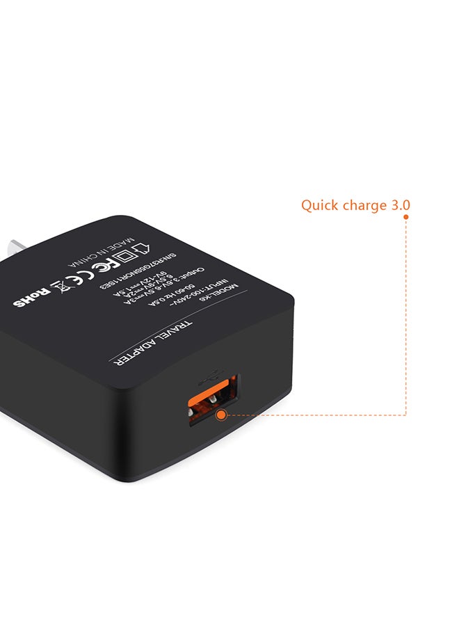 كيه كيه مون محول تيار مع كابل بيانات بمنفذ مايكرو USB أسود - Image 2