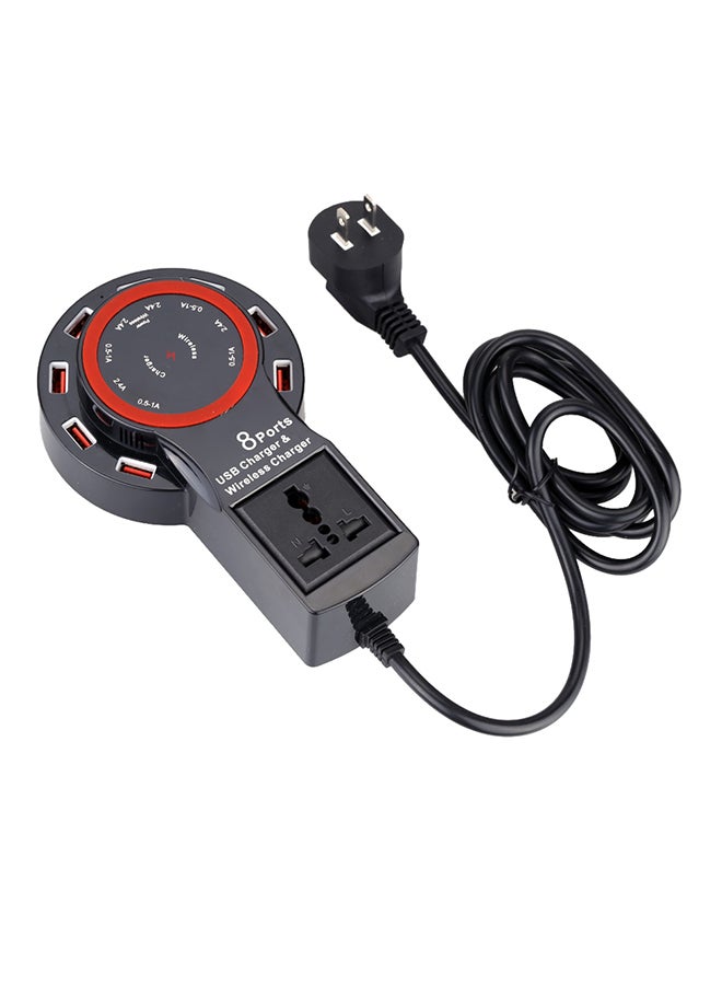 Generic - 2-In-1 USB Charger 8 Ports Qi Wireless Charging Transmitter Black - Image 1