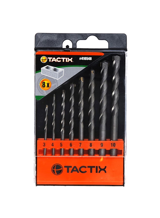 Tactix 8-Piece Drill Bit Set Black