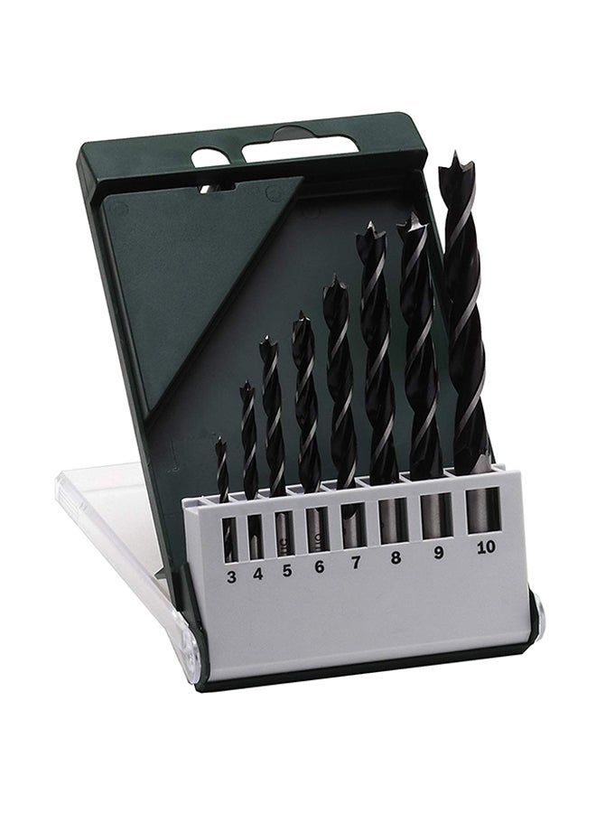 BOSCH 8-Pieces Wood Brad Point Drill Bit Black/Silver 10cm - Image 1
