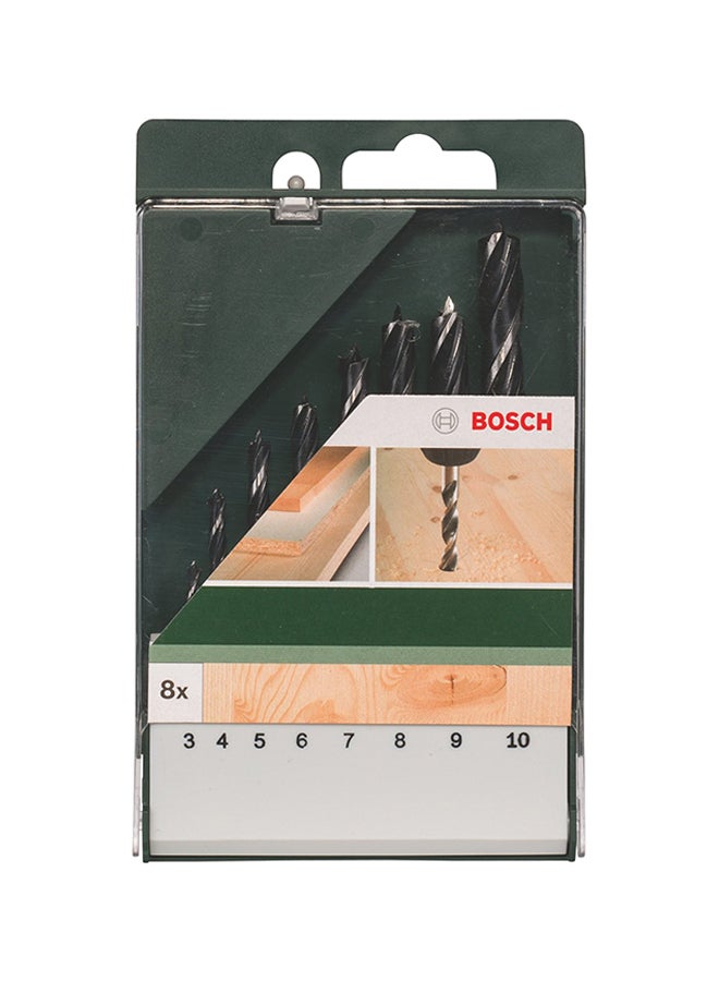 BOSCH 8-Pieces Wood Brad Point Drill Bit Black/Silver 10cm - Image 2