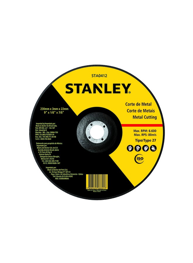 Stanley Flat Metal Cutting Disc Multicolour 100X4X16 